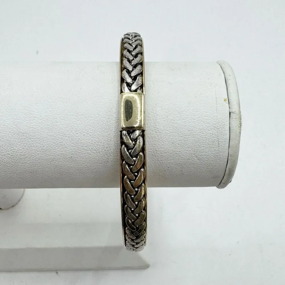 Liz Claiborne Braided Design Bangle Bracelet Gold and Silver Tone Classy